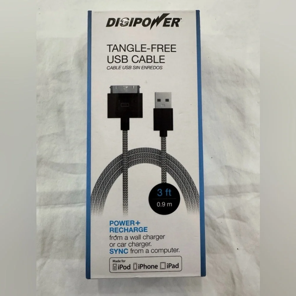 DIGIPOWER Charge and Sync Cable 3ft 1.8 Made for iPod, iPhone, iPad
